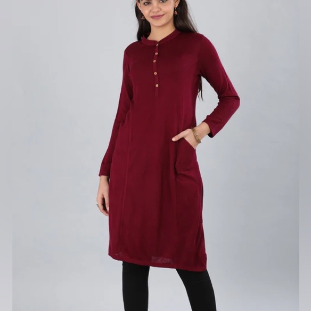 Aurelia Maroon Mandarin Dress